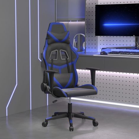 vidaXL Silla gaming de masaje cuero sintético negro y azul (1/5)