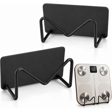 Set de 2 supports muraux auto - adhésifs pour le stockage mural réglable (noir, 9 5 4.8cm) dans la salle de gym, salle de bains, chambre à coucher, cuisine, dortoir et camping - car (1/5)