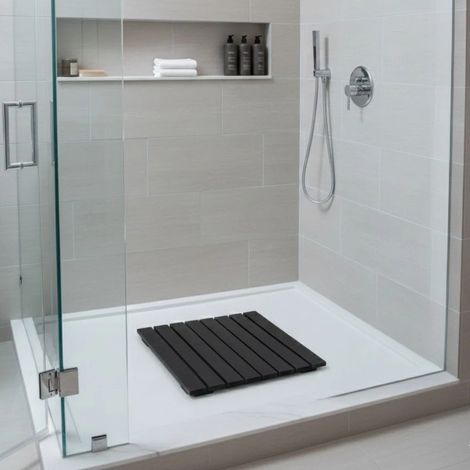 Pedana Doccia Legno Antiscivolo Sunwood 70x70 cm - Design Moderno Made in Italy - Nero Elegante (1/5)