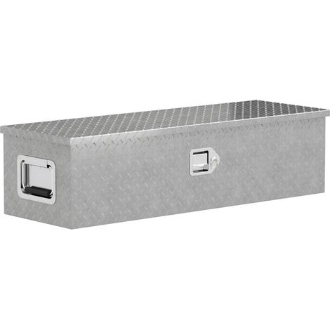Boîte à outils pour remorque boîte de rangement en aluminium poignées larges et antidérapantes 99 x 33 x 25,5 cm argent (1/5)