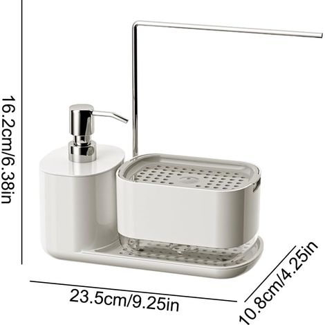 Bathroom Organizer Rack - Sponge Storage Holder For Soap And Shower Gel  Premium ABS Polystyrene Stainless Steel With Adjustable Compartments, For Sink, Counter, Shower Shelf (1/5)