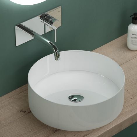 Mai & Mai Vasque à Poser 40x40x13cm Lavabo en Céramique Blanc avec Nano-revêtement Salle de Bains pour Invités BR203 (1/5)