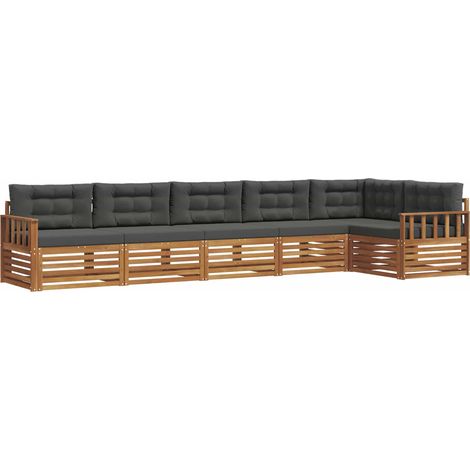 Conjunto de sofás de exterior 6 uds. Natural y Antracita vidaXL (1/5)