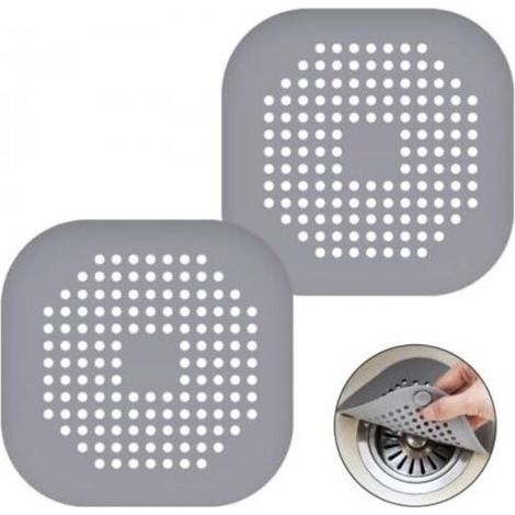 2er-Pack Silikon-Abflussabdeckung, Küchenspülen-Sieb mit Saugnäpfen, Badewannen-Abflussabdeckung, Küchen- und Badezimmerablauf, Grau