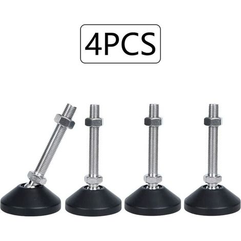 4 pieds de meuble réglables, vis M8 × 50 mm, inclinaison 15°, base en nylon, pour canapés tables armoires (1/5)