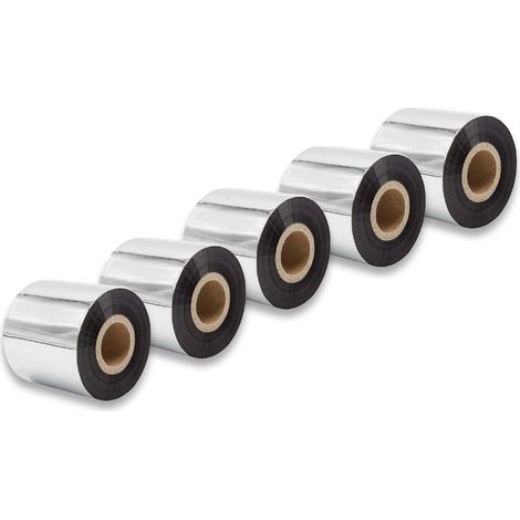 vhbw 5x Thermal Ribbon compatible with TSC TTP-344M Plus, TTP-343 Plus Label Printer, 60 mm x 300 m, Wax-Plus, Black