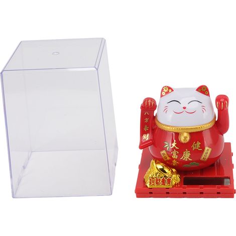 Chat porte-bonheur solaire rouge (1/5)