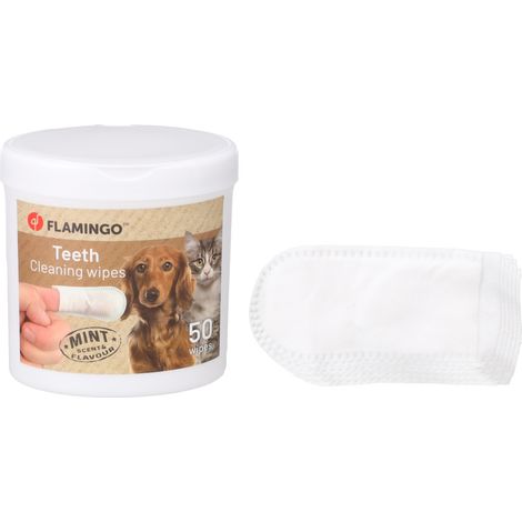 Lingettes nettoyage dents Reini 50 doigts à la menthe pour chat et chien - Flamingo (1/5)