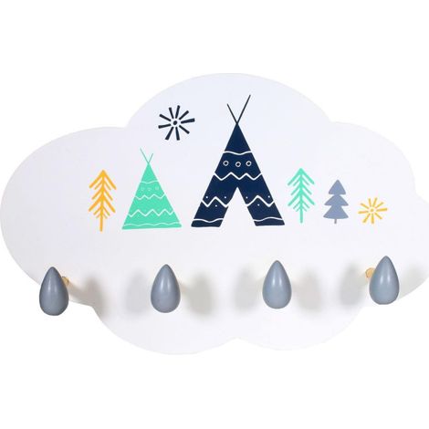 Patère Murale Enfant Déco "Nuage" 34cm Blanc (1/2)