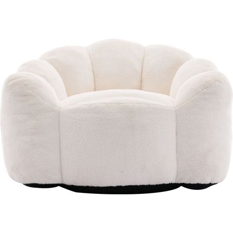 Sillón compacto individual con forma de loto de terciopelo blanco 111x101x68 cm HOMVRA (1/5)