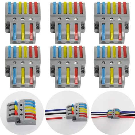 Connection Terminals, 6 Pcs Electrical Connector with Operating Lever, Compact Automatic Electrical Connection Terminal, 3 in 6 out (1/3)
