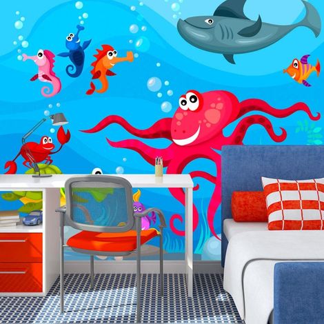 Papier peint poule et requin - 300 x 230 cm (1/4)