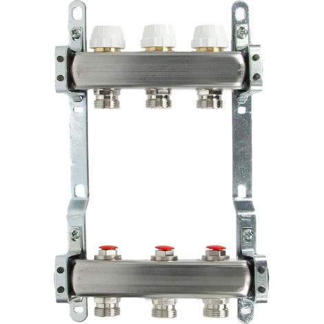 Collecteur plancher chauffant 3 circuits 1’’ acier inoxydable