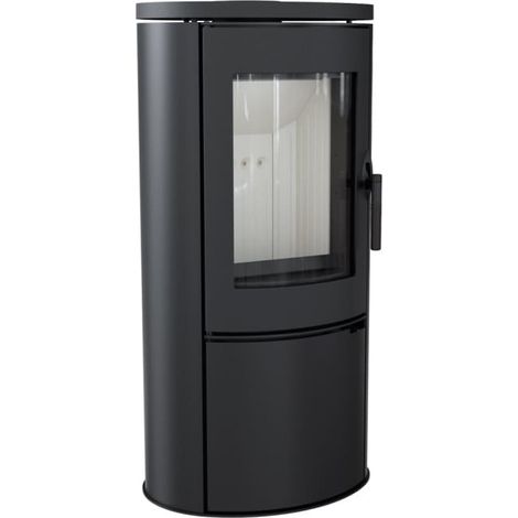Stahl-Gusseisen Kaminofen KRATKI AB Ø 150 8 kW mit Türfeder (1/5)