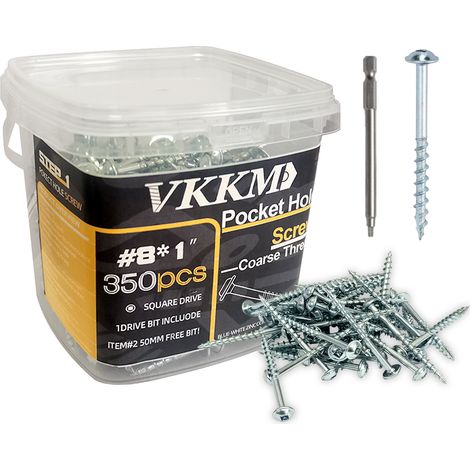 Vis Auto-Perçantes à Pochette Zinc Bleu-Blanc à Encoche Carrée, 350Pcs 81" - Fixation Meubles Intérieur, Maison/Atelier, Anti-Rouille, Avec Embout 50mm, Pour Bricoleurs (1/4)
