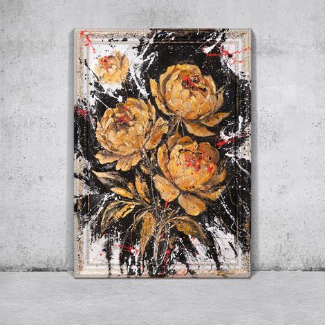 Gemälde Samtiger Glanz Rahmen Weiß 120x80 cm (1/5)