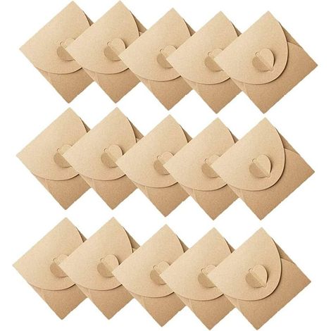 50pcs Papier kraft Enveloppes,Creative rétro mignon Enveloppe en forme de coeur, pour le mariage, cadeaux de fête d'anniversaire (13cmx13cm)