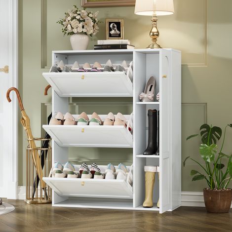 MEUBLIV Aparador 105 x 33,5 x 76 cm natural y negro – 3 puertas, estantes regulables (1/5)
