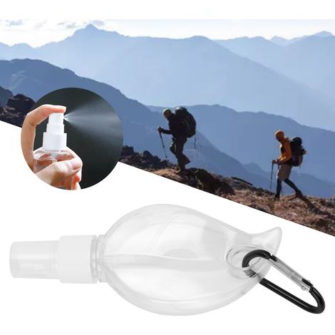 Flacon de voyage transparent en forme de feuille de 50ml avec bague porte-clés et vaporisateur rechargeable (1/5)