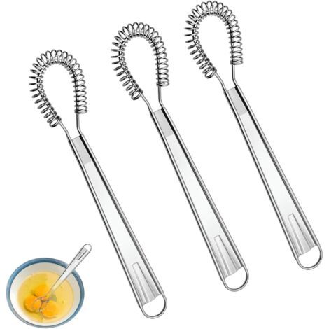 3-teiliges Set Edelstahl-Küchenbesen, Mini-Küchenbesen, Spiralbesen, 3er-Set Edelstahl-Küchenbesen – Vielseitiges Küchenwerkzeug zum Mischen und Schlagen (3 Stück)