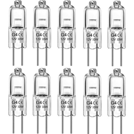 Packung mit 10 G4-Halogenlampen, warmweiß, 12 V, 10 W, 2700 K, 140 lm, dimmbar [Energieklasse G] (1/5)