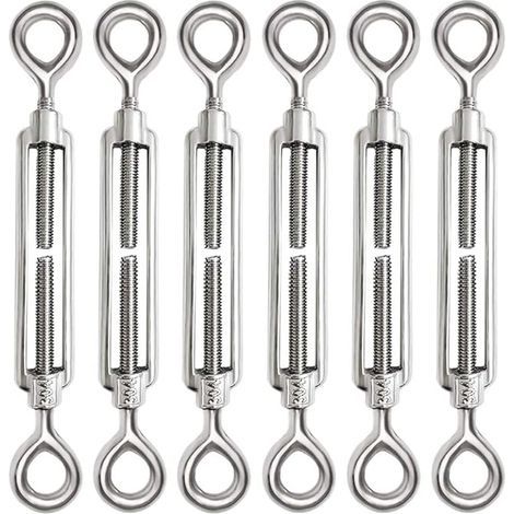 6 Pièces Tendeur Cable M6 Tendeur Cable Inox 304 Réglable Oeil de Ridoir et Oeil pour Tendeur de Fil Cable Acier Corde Crochet Tendeur Accessoires (1/5)