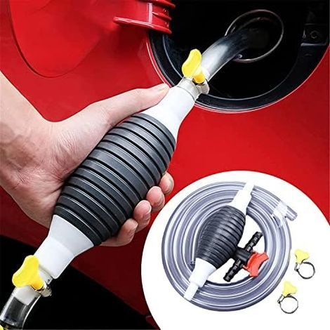 Liquid Water Transfer Pump, Manual Portable Car Fuel Siphon for Gasoline, Gasoline, Diesel, Solvent with 2M Total Hose - (1/5)