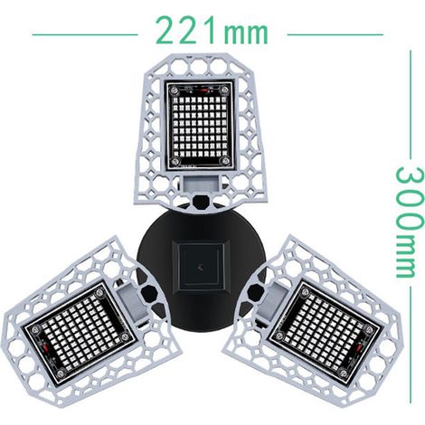 Ortviai Lampe de croissance pour plantes – 3 feuilles repliables, spectre rouge et bleu, étanche, E27, 297 LED