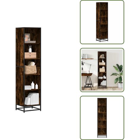 Libreria con ripiani - vidaXL Libreria Rovere Fumo 40x35x170,5 cm in Legno Multistrato - Libreria decorativa