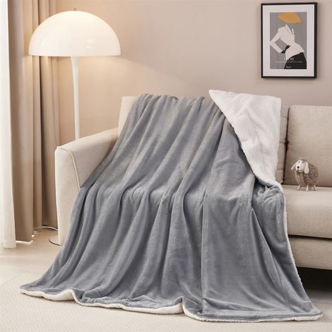 Couverture en laine 150 x 200 cm, couverture de déjeuner, adaptée pour canapé-lit – épaisse, chaude, douce, peluche pour une utilisation en hiver. (1/5)