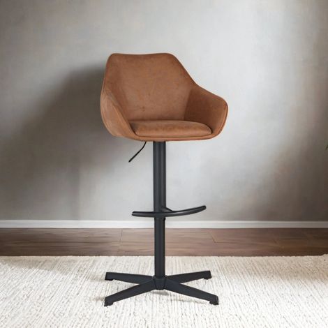 Venom Tabouret de Bar Cognac en Éco-cuir - Chaise de Bar Réglable (1/5)