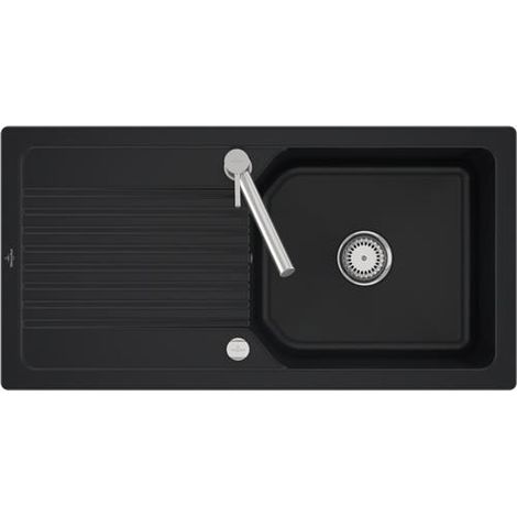VB SP Linara 60 Plat 980x490mm Exc-Garn. Évier avec carrelage en céramique. Noir pur