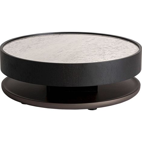 Table basse art déco bois teinté et verre ambré élégant - Bois marron teinté verre ambré (1/4)