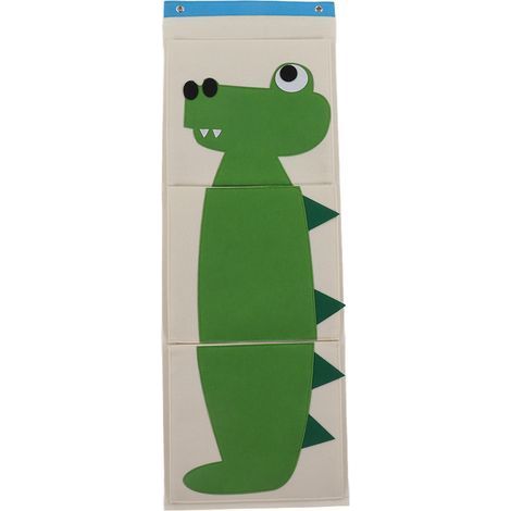 Sac de rangement mural 3 couches pour placard, lit bébé, feutre cartoon animal type crocodile, accroché à la porte, 100,6x34,9 cm (1/5)