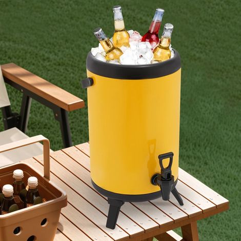Distributeur de boissons isolant en acier inoxydable pour la fête, distributeur de boissons chaudes et froides de grande capacité 10l, peut garder au chaud environ 4 - 8 heures, 24 33cm