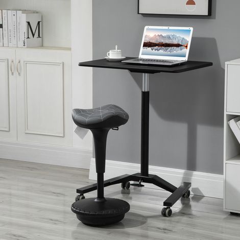 Tabouret de bureau pivotant et ergonomique, réglable en hauteur de 65,5 à 83,5 cm, inclinable à 120°, gris. (1/5)