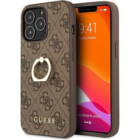Funda Guess marrón para iPhone 13 Pro 4G con soporte de anillo. (1/5)