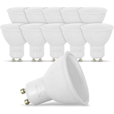 Lot de 10 Ampoules LED GU10 5W eq. Blanc Chaud, 3000K, Facile à installer et à utiliser