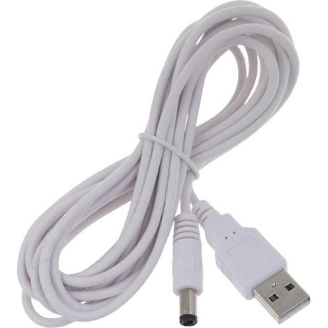 Câble d'alimentation USB mâle vers DC 5.5x2.5mm pour routeur, enceinte, LED - 2 mètres