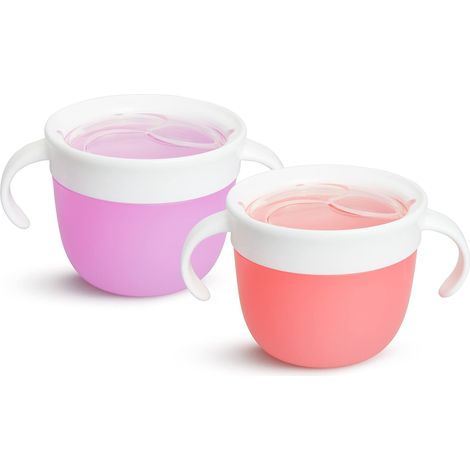 Lot de 2 attrape-collations Boîte à collation et pot d'apéritif pour bébé Support et récipient de rangement alimentaire Pot alimentaire sans BPA avec poignées Anti-éclaboussures (1/5)