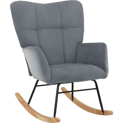 Elza-Rocking Chair Velours Gris