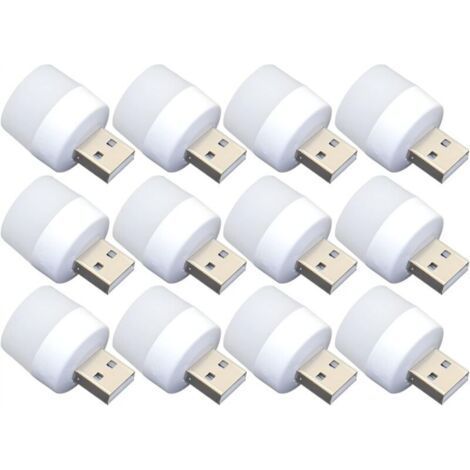 Mini-USB-Nachtlicht – 12er-Packung mit Steckdosenbirnen, tragbares weißes Licht für Badezimmer, Küche, Flur – ideal für Kinder (1/5)