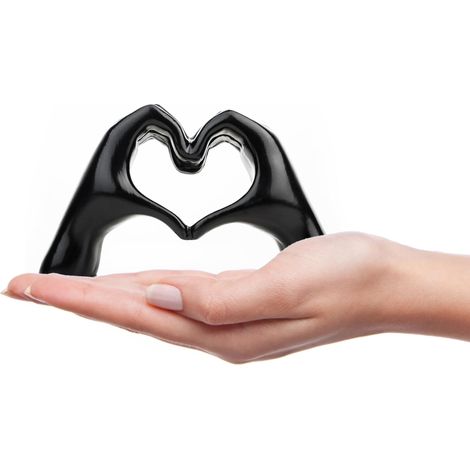 Sculpture minimaliste en forme de cœur et de mains, décoration moderne pour la maison ou le bureau, à poser sur une table ou une étagère, cadeau original pour un mariage ou un anniversaire, noir (1/5)