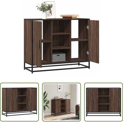 vidaXL Badezimmer - Sideboard Braun Eichen-Optik 92x35x76 cm Holzwerkstoff (1/5)