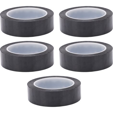 Lot de 5 rubans adhésifs en film polyester noir, résistants aux hautes températures, isolants et ignifuges. (1/5)
