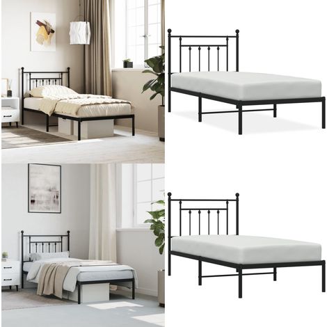 Bettgestell mit Kopfteil Metall Schwarz 80x200 cm - Bettgestell - Bettgestelle - Home & Living (1/5)