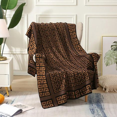 1 Pice 125x180cm Couverture Tricote Caf Noir Plaid Doux Confortable Durable Pour Canap Sofa Chaise Repos Et Sieste (1/4)
