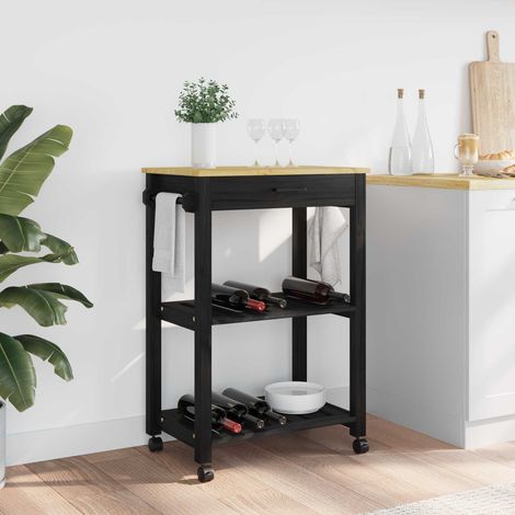 vidaXL Carrello da Cucina MONZA Nero 60 x 40 x 88,5 cm