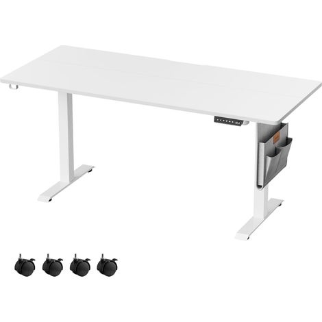 Bureau Assis-Debout, Bureau Électrique Réglable en Hauteur, 70 x 160 x (72-120) cm, Réglage en Continu, Fonction Mémoire 4 Hauteurs, Blanc Nuage LSD176W01V1 (1/5)