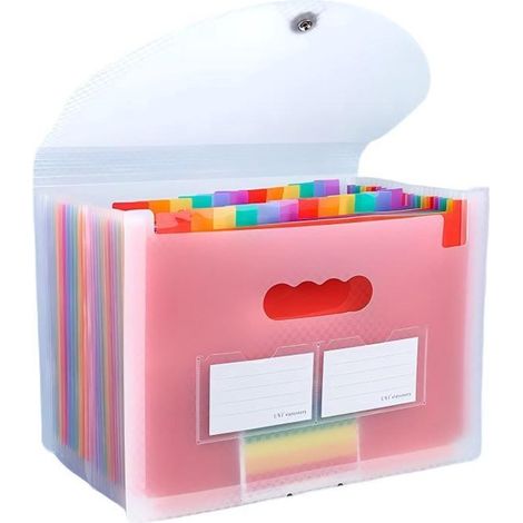 Bolsa para documentos tipo acordeón，25 compartimentos con tapa，organizador de documentos para papel A4，con cierre elástico (1/5)